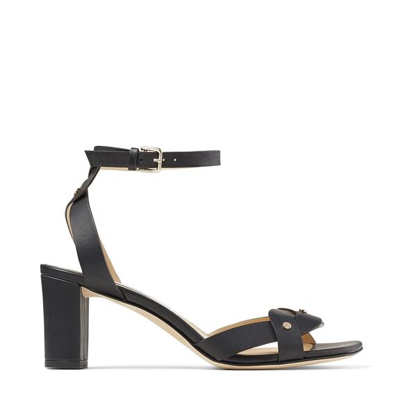 Jimmy Choo Drya 65 Black & Dark Brown Leather Sandals sz. 38.5 EU - Picture 1 of 14